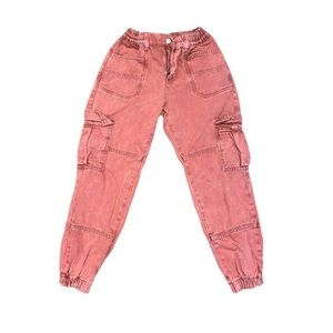 We the Free Free People Cargo Jogger Pants Cropped Pink Coral XS